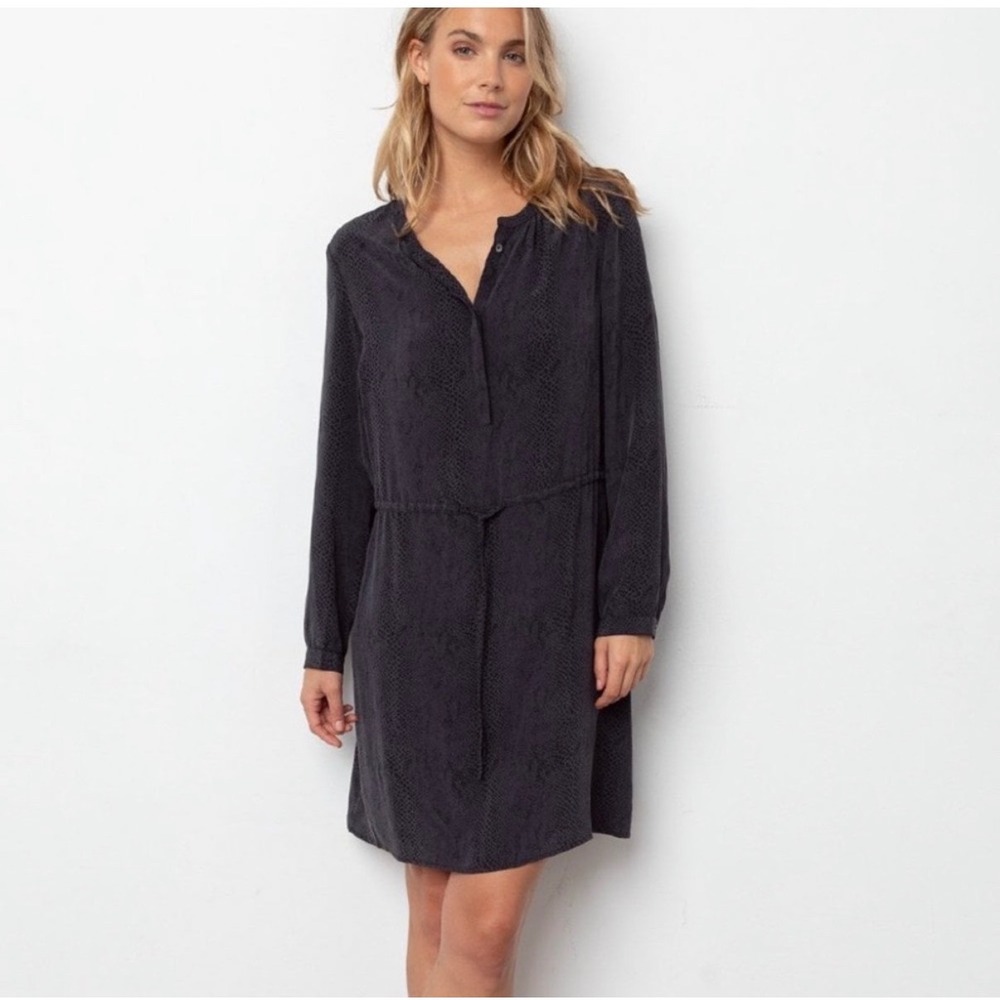 Rails Hana Cobra Silk Mini Dress Charcoal Grey Snakeskin Print Size Small - Picture 4 of 11